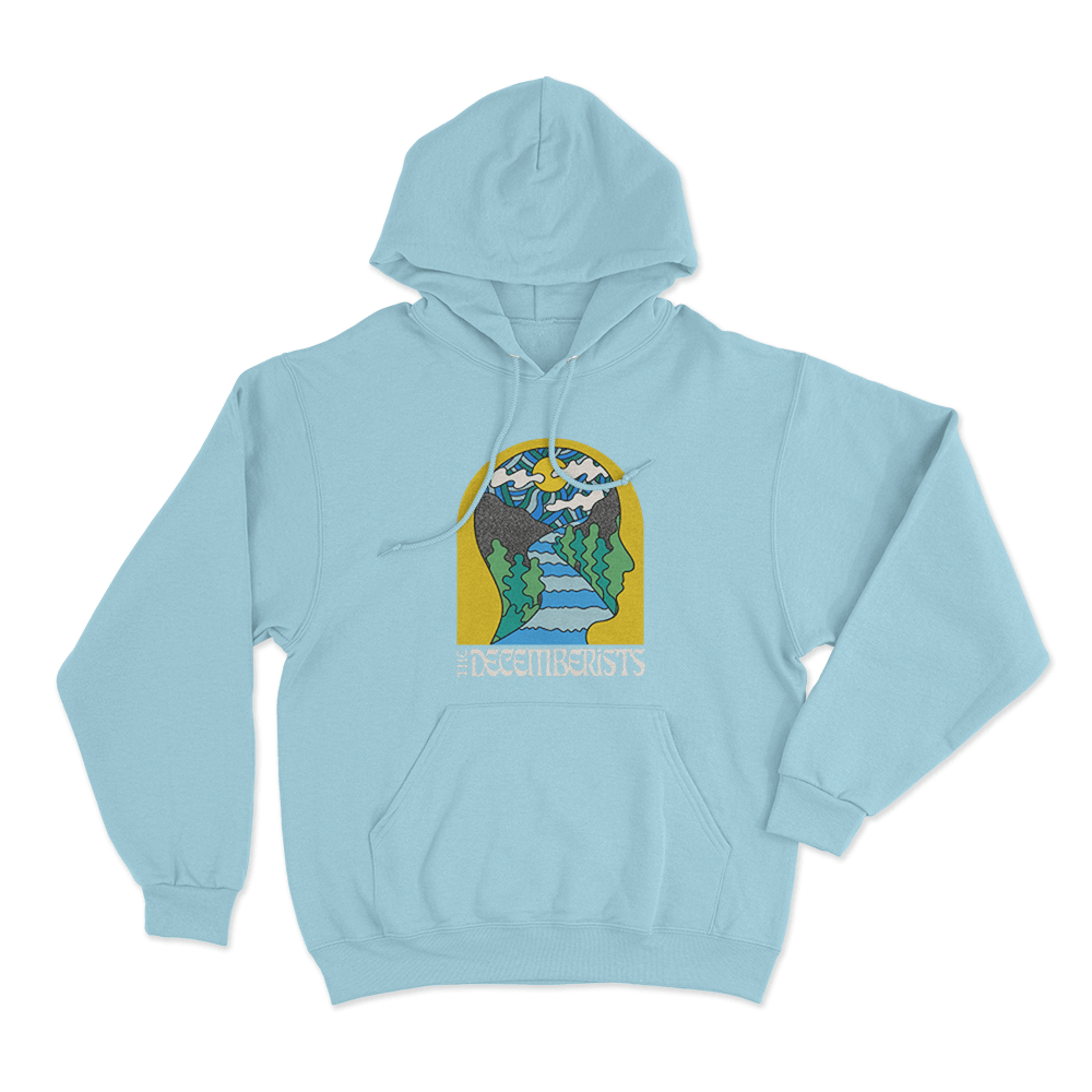 The Decemberists Face Unisex Hoodie Sky Blue The Decemberists Face Unisex Hoodie Sky Blue